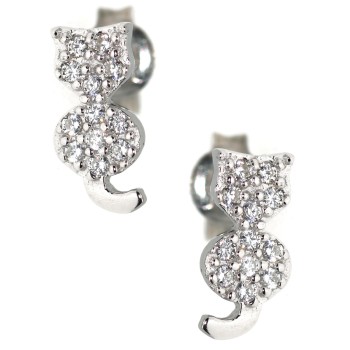 NSA|cat earrings 925 silver pavé zircons contrariè kitten tail
