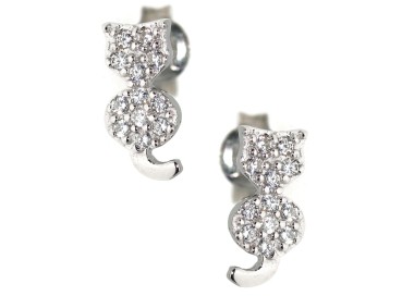 NSA|cat earrings 925 silver pavé zircons contrariè kitten tail