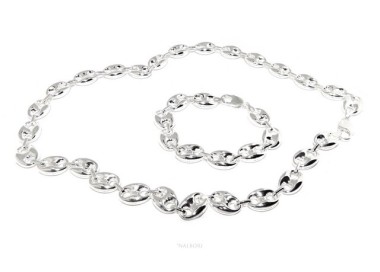 NSA|SILVER 925: Complete set of necklace + bracelet woman marine sweater 18 x 13 mm large