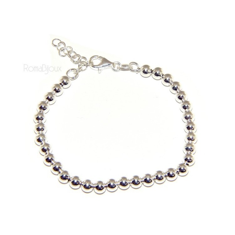 NSA|ARGENTO 925 : Bracciale uomo donna palline 5 mm lung 15.00 20.00 cm