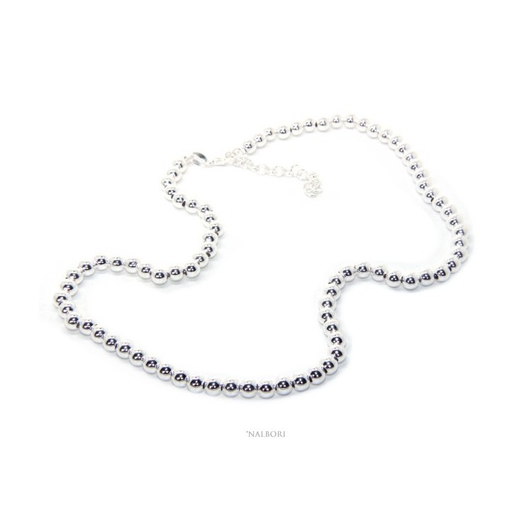 NSA|SILVER 925: Women's choker necklace 5mm ultra light balls hardwear