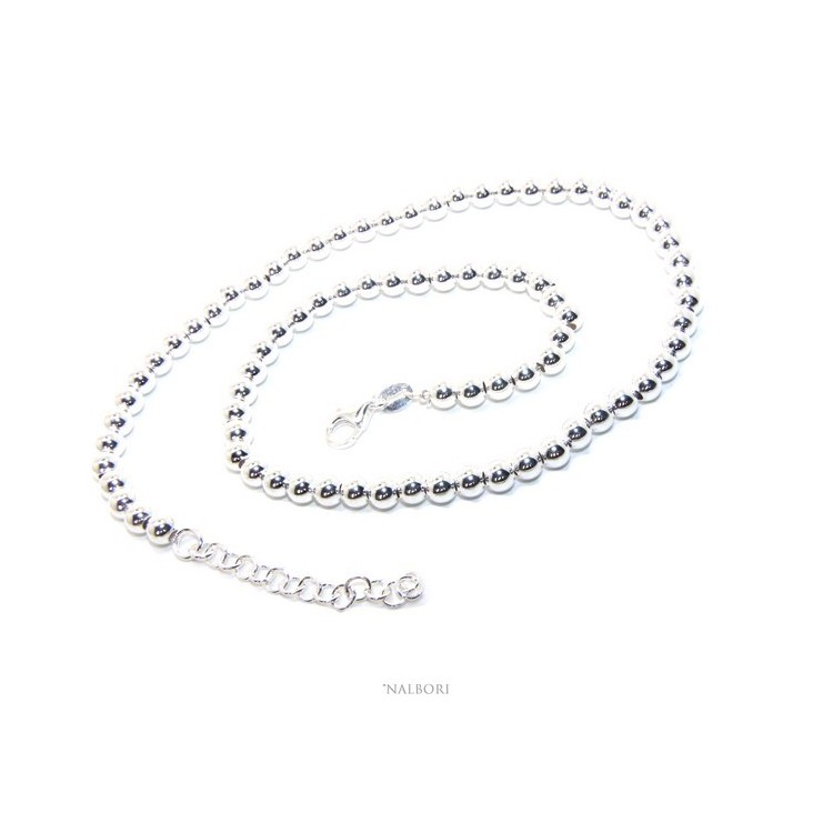 NSA|NALBORI sILVER 925: Women's choker necklace 5mm ultra light balls long 40 + 4 cm