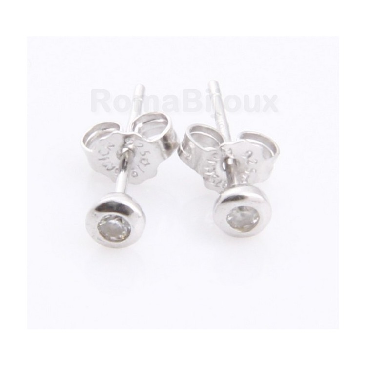 NSA| Silver :   earrings woman or man micro chives 2mm cubic zirconia