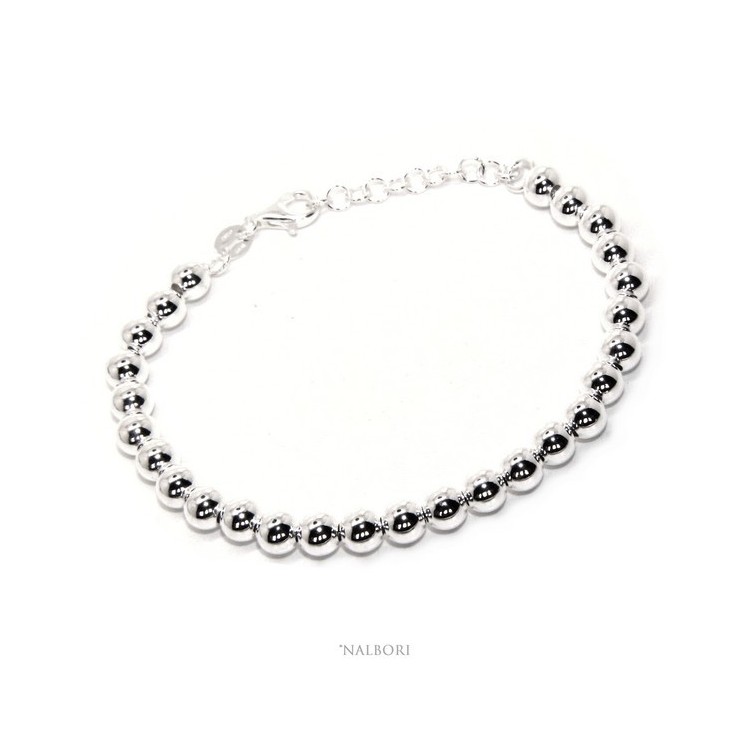 NSA|SILVER 925 Bracelet man woman balls 6 mm light