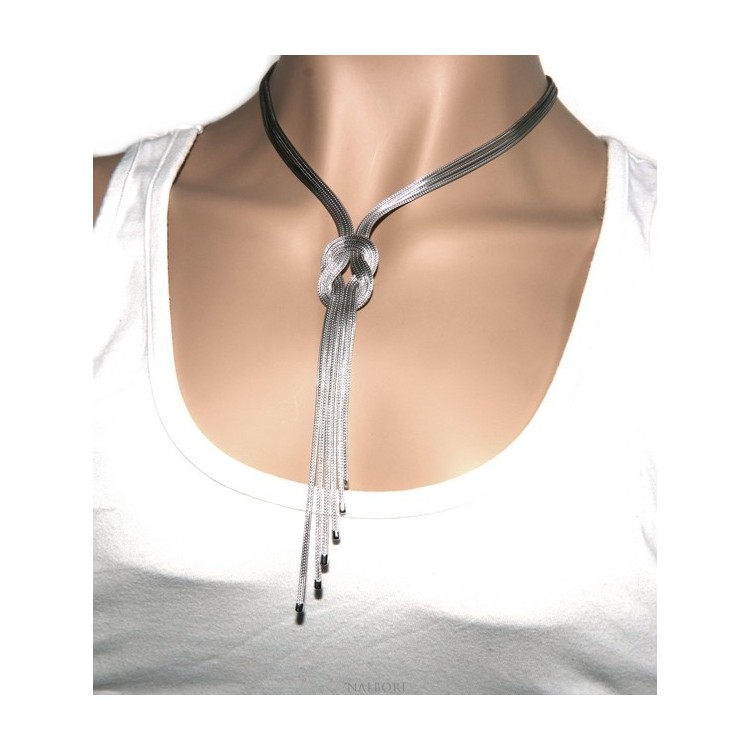 NSA|Nalbori® Collana girocollo faux saliscendi da donna fox tail 6 fili con nodo piano