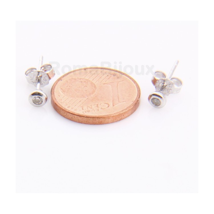 NSA| Silver :   earrings woman or man micro chives 2mm cubic zirconia