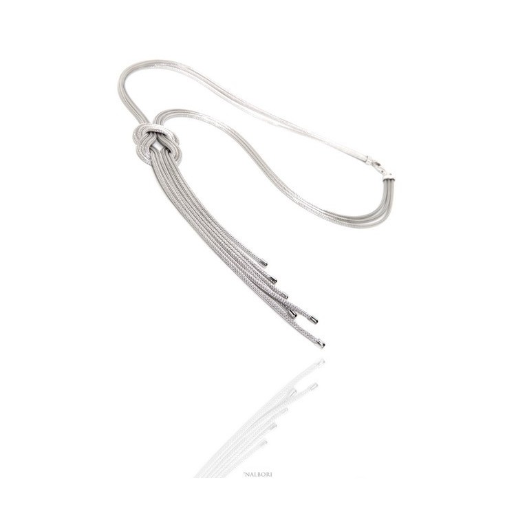 NSA|Argento 925 : Collana girocollo faux saliscendi da donna fox tail 6 fili con nodo piano