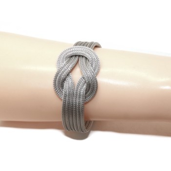 NSA|NALBORI Bracciale da donna fox tail 6 fili con nodo piano polso sottile circonferenza  14,50 - 16 cm