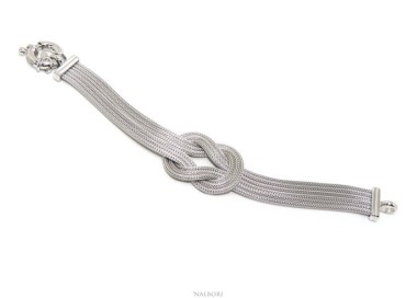 NSA|SILVER 925 Women's bracelet fox tail 6 strands with flat knot wrist thin circumference 14.50 - 16 cm