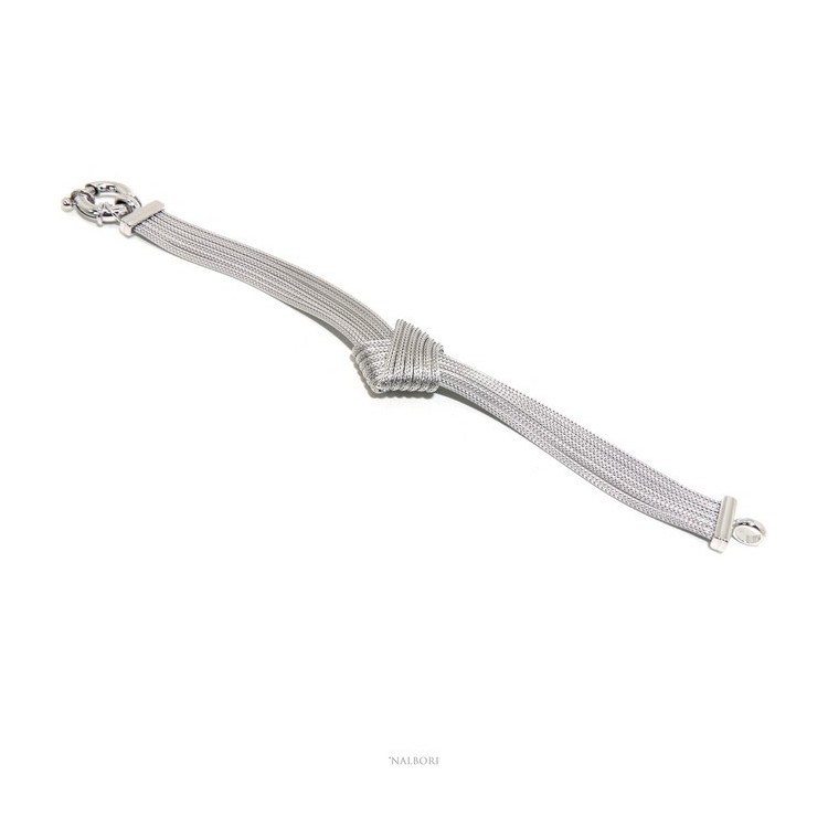 NSA|ARGENTO 925 Bracciale da donna fox tail 5 fili con nodo semplice