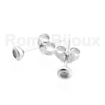 NSA| Silver :   earrings woman or man micro chives 2mm cubic zirconia