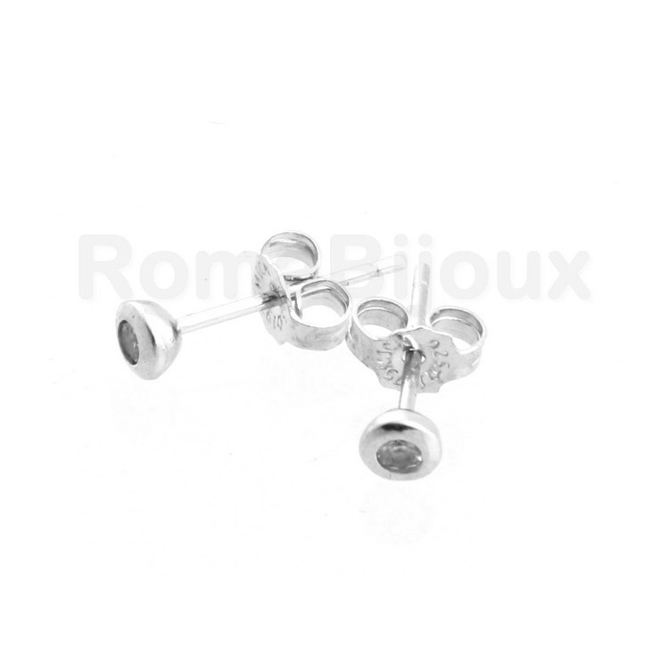 NSA| Silver :   earrings woman or man micro chives 2mm cubic zirconia