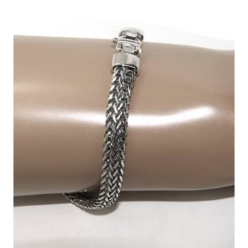 NSA|nalbori per lui Bracciale da uomo snake piatto bizantino scuro anticato made in italy