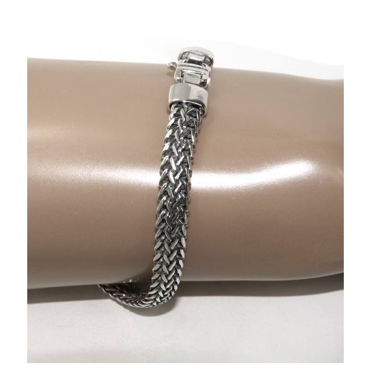 NSA|NALBORI SILVER 925 Solid dark antique Byzantine snake bracelet men's bracelet made in italy