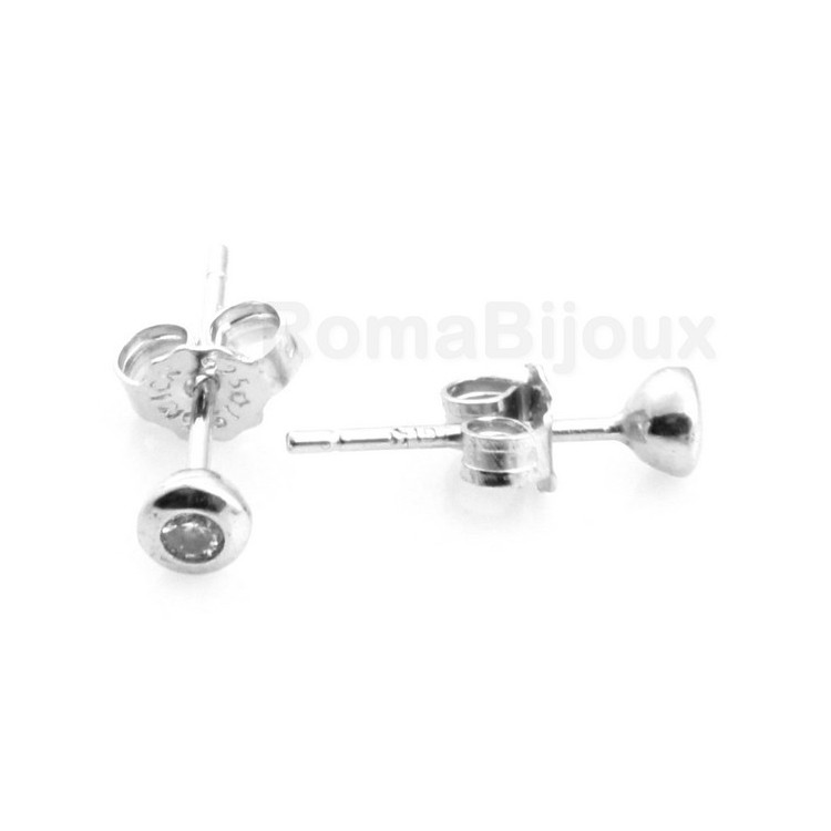 NSA| Silver :   earrings woman or man micro chives 2mm cubic zirconia