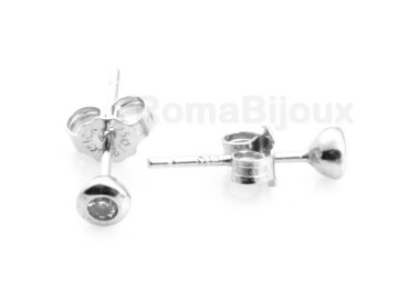 NSA| Silver :   earrings woman or man micro chives 2mm cubic zirconia