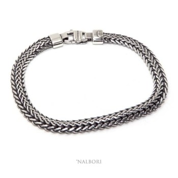 NSA|Bracciale da uomo snake piatto bizantino scuro anticato made in italy