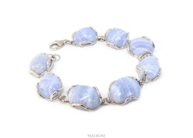 NSA|Woman bracelet in 925 silver and blue natural calcedion stones