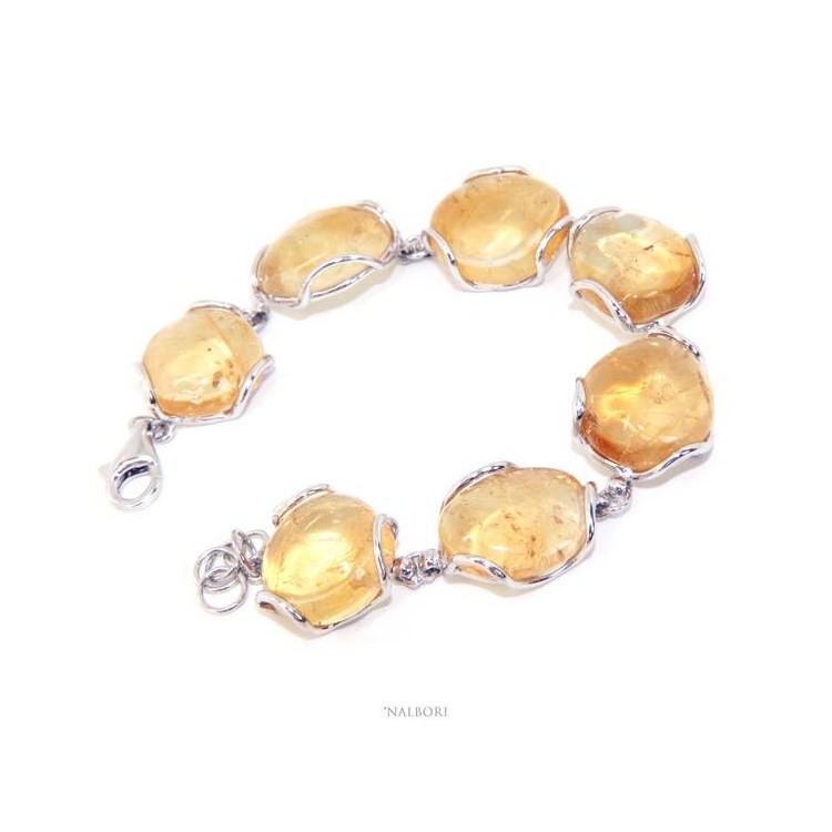NSA|nalbori Bracciale donna in Argento 925 e pietre di citrino naturale giallo 30 gr
