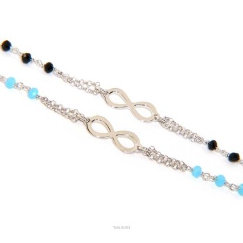 NSA|NALBORI® Bracelet man woman Silver 925 crystal black or light blue with  infiniy
