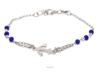 NonSoloArgenti|fine silver bracelet for man or woman dog tag helm italy blue crystal