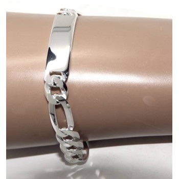 NSA|bracelet in light 925 silver, solid with 10 mm figaro chain, wrist circumference 20.5 cm NALBORI