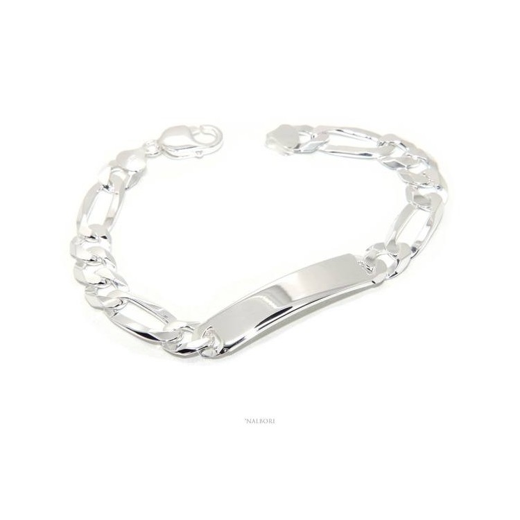 NSA|NALBORI bracelet in light 925 silver, solid with 10 mm figaro chain, wrist circumference 20.5 cm
