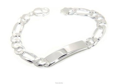 NSA|NALBORI bracelet in light 925 silver, solid with 10 mm figaro chain, wrist circumference 20.5 cm