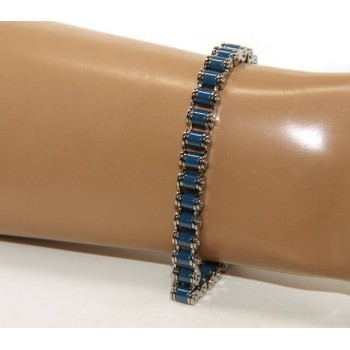 NSA|nalbori Stainless steel bracelet chain hypoallergenic ip blue 9 mm wrist 17 - 20 cm