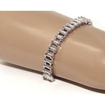 NSA|nalbori 147001s - Bracciale Acciaio uomo catena moto anallergico ip silver 9 mm polso 16 - 19 cm