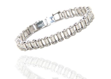 NSA|147001s - Bracciale Acciaio uomo catena moto anallergico ip silver 9 mm polso 16 - 19 cm nalbori
