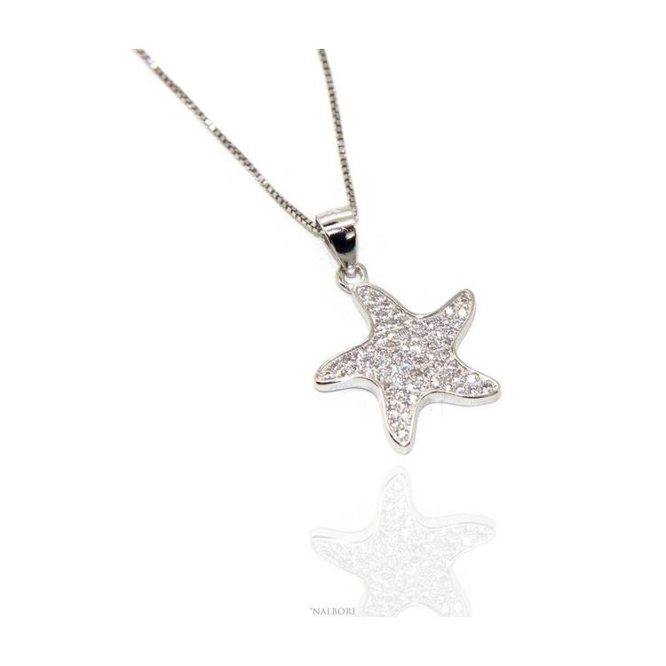 NSA|Silver 925: Necklace Venetian woman necklace with starfish pendant pavé zircons