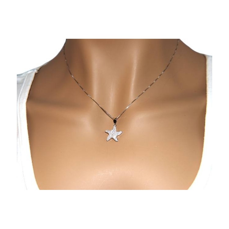 NSA|Silver 925: Necklace Venetian woman necklace with starfish pendant pavé zircons NALBORI