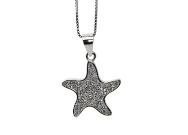 NSA|Collana Collier donna argento 925 con ciondolo stella marina zirconi