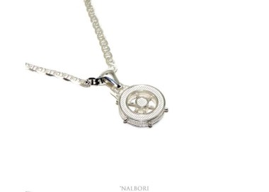 NSA|SILVER 925 solid: Marine necklace for men with rudder pendant NALBORI