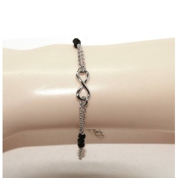 NSA|Bracciale donna Argento 925 cristallo nero tris con infinito 16 - 18,50 nalbori