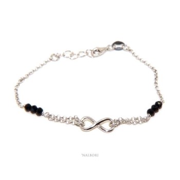 NSA|italian brand nalbori Woman bracelet Silver 925 three-black crystal with infinity 16 - 18.50