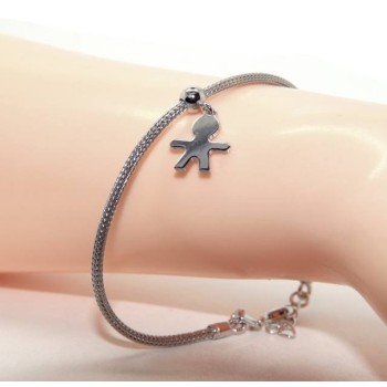 NSA|Braccialetto NALBORI Argento 925 fox tail cavetto per donna o uomo ciondolo bambino cm 16 - 19,50