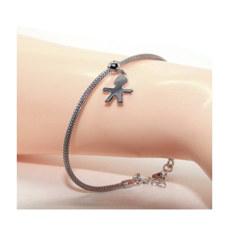 NSA|Bracelet Sterling silver fox tail cable for woman or man child pendant 16 cm - 19.50