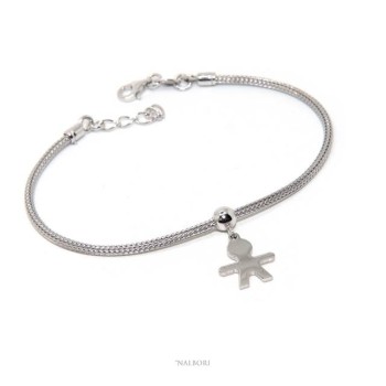 NSA|Bracciale Argento 925 fox tail cavetto per donna o uomo ciondolo bambino cm 16 - 19,50 NALBORI