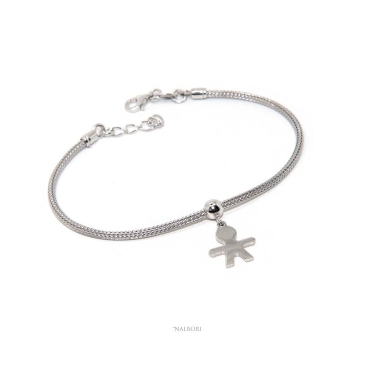 NSA|Bracelet Sterling silver fox tail cable for woman or man child pendant 16 cm - 19.50