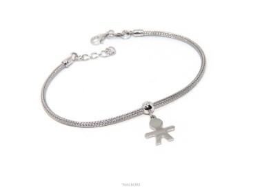 NSA|Bracciale Argento 925 fox tail cavetto per donna o uomo ciondolo bambino cm 16 - 19,50 NALBORI
