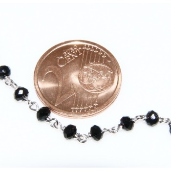 NSA|Collana Rosario uomo Argento 925 Con cristallo nero croce e madonna 66 cm