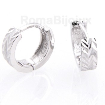 NSA|Silver 925/oo : earrings massive cliquet man or woman diamond faceted small 13 mm (one pair)