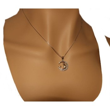 NSA|NALBORI Argento 925 : Collana Collier donna veneziana con ciondolo gatto luna 19mm