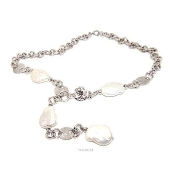 NSA|Necklace 925 silver necklace for women with large natural baroque pearls