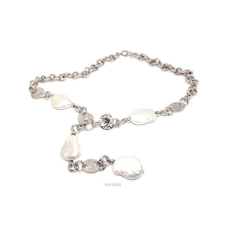 NSA|Necklace 925 silver necklace for women with large natural baroque pearls