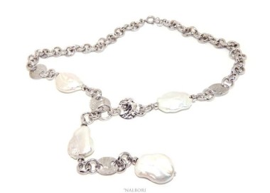 NSA|Necklace 925 silver necklace for women with large natural baroque pearls