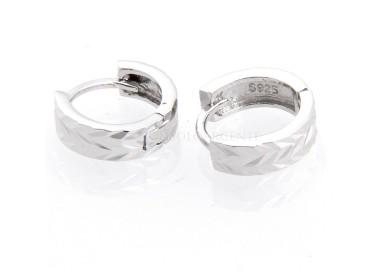 NSA|orecchini argento 925 uomo a scattino diamantati sfaccettati piccoli 13 mm(un paio)