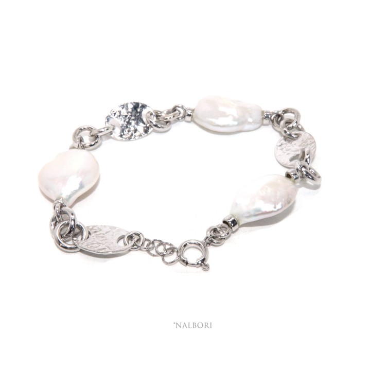 NSA|Bracciale donna in Argento 925 e perla barocca scaramazza naturale